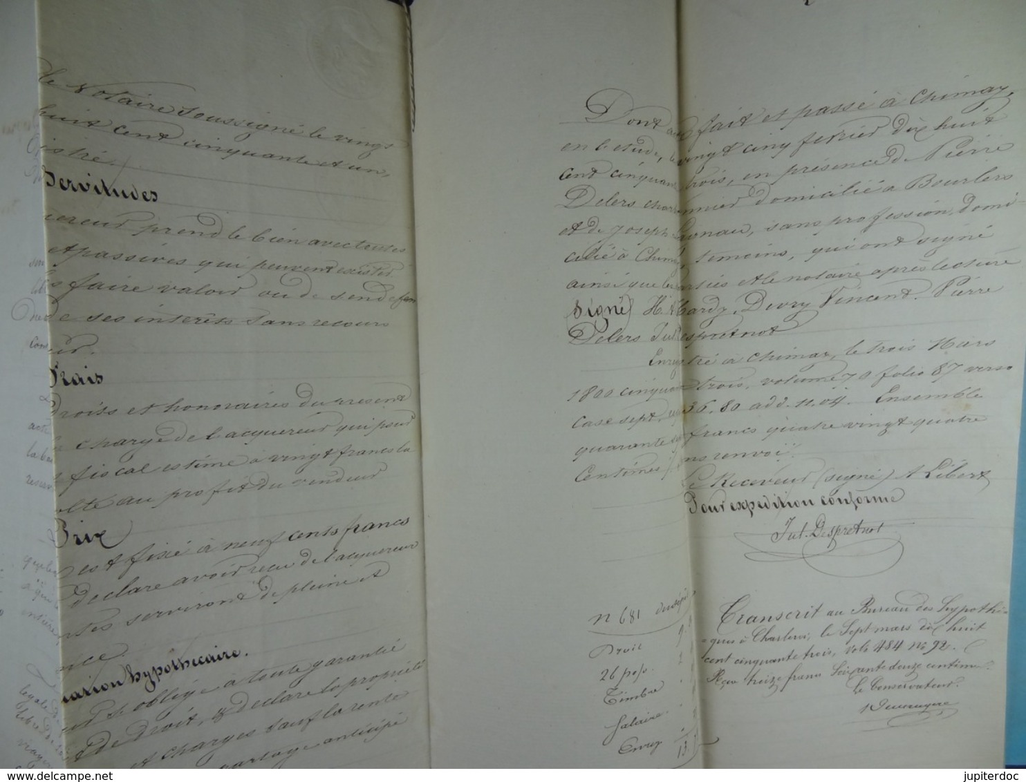 Acte Notarié 1853 Vente Divry De Baileux à Hardy De Vaulx /7/ - Manuscrits