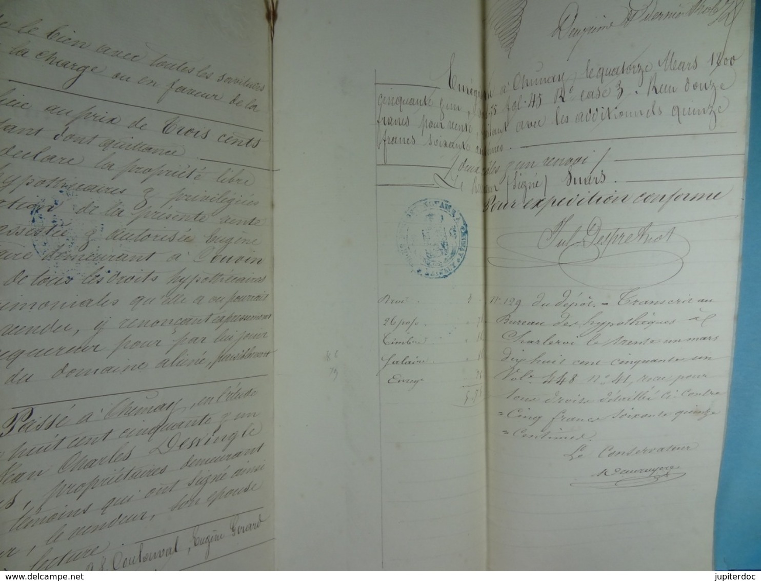 Acte Notarié 1853 Vente De Lahaye De Couvin à Coulonval De Vaulx /8/ - Manuscrits