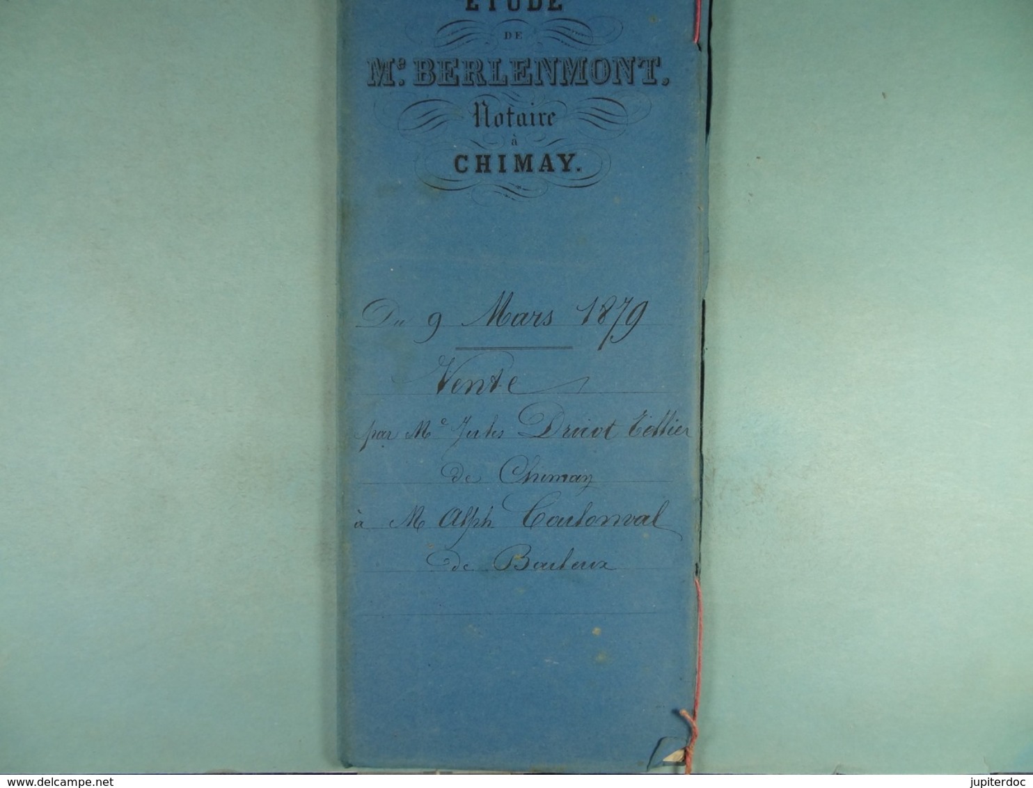 Acte Notarié 1879 Vente Tellier De Chimay à Coulonval De Baileux /10/ - Manuscrits