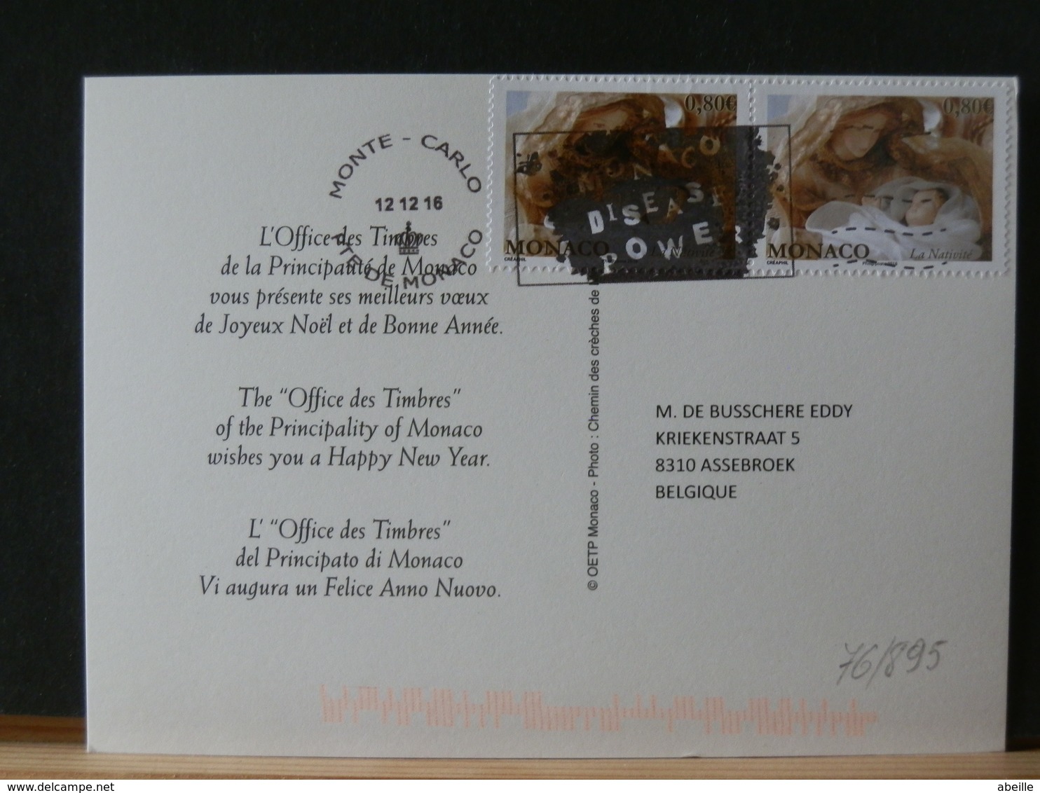 76/894  CP  MONACO - Lettres & Documents