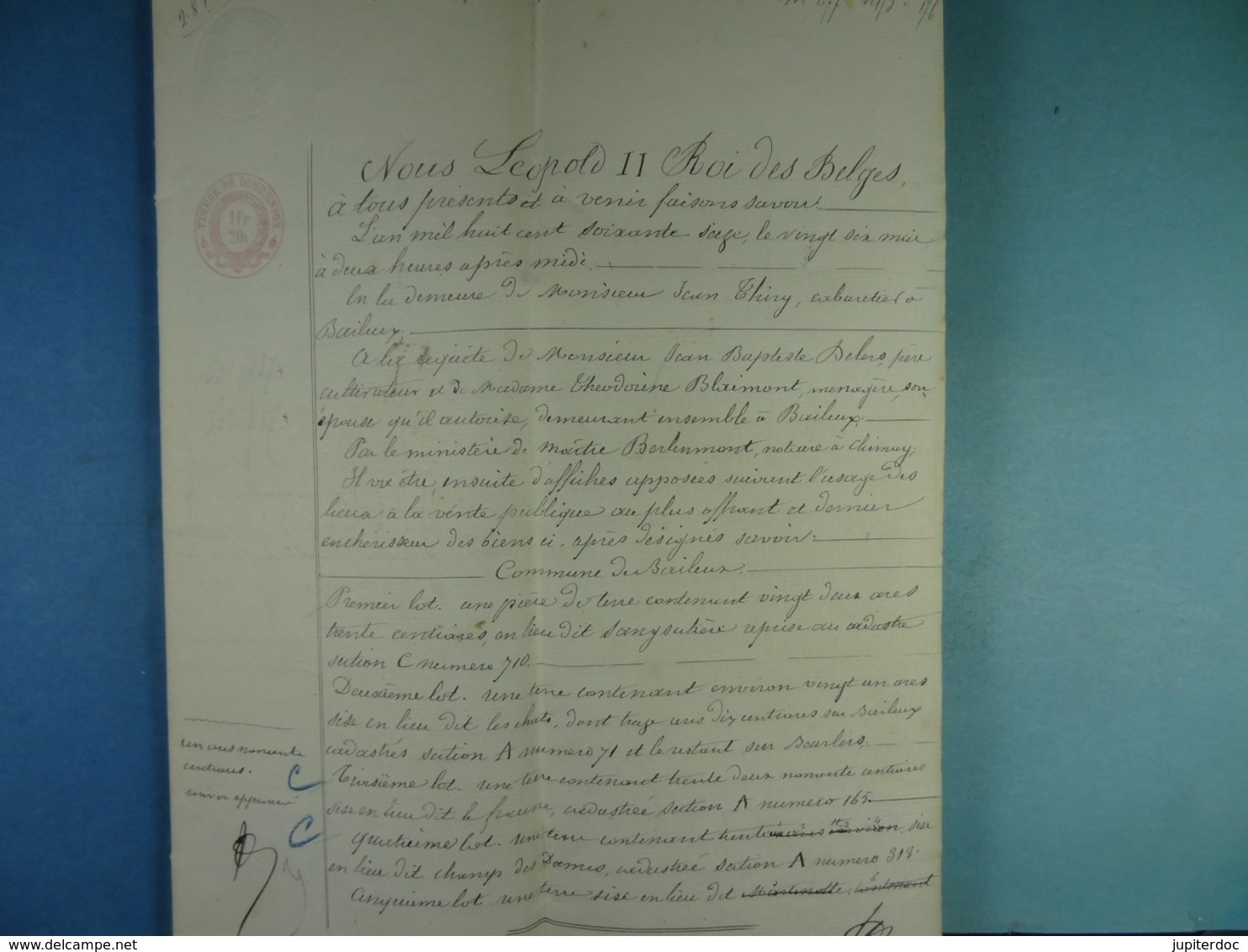 Acte Notarié 1876 Adjudication Publique  Delers De Blaimont à Différents Acheteurs /13/ - Manuscrits