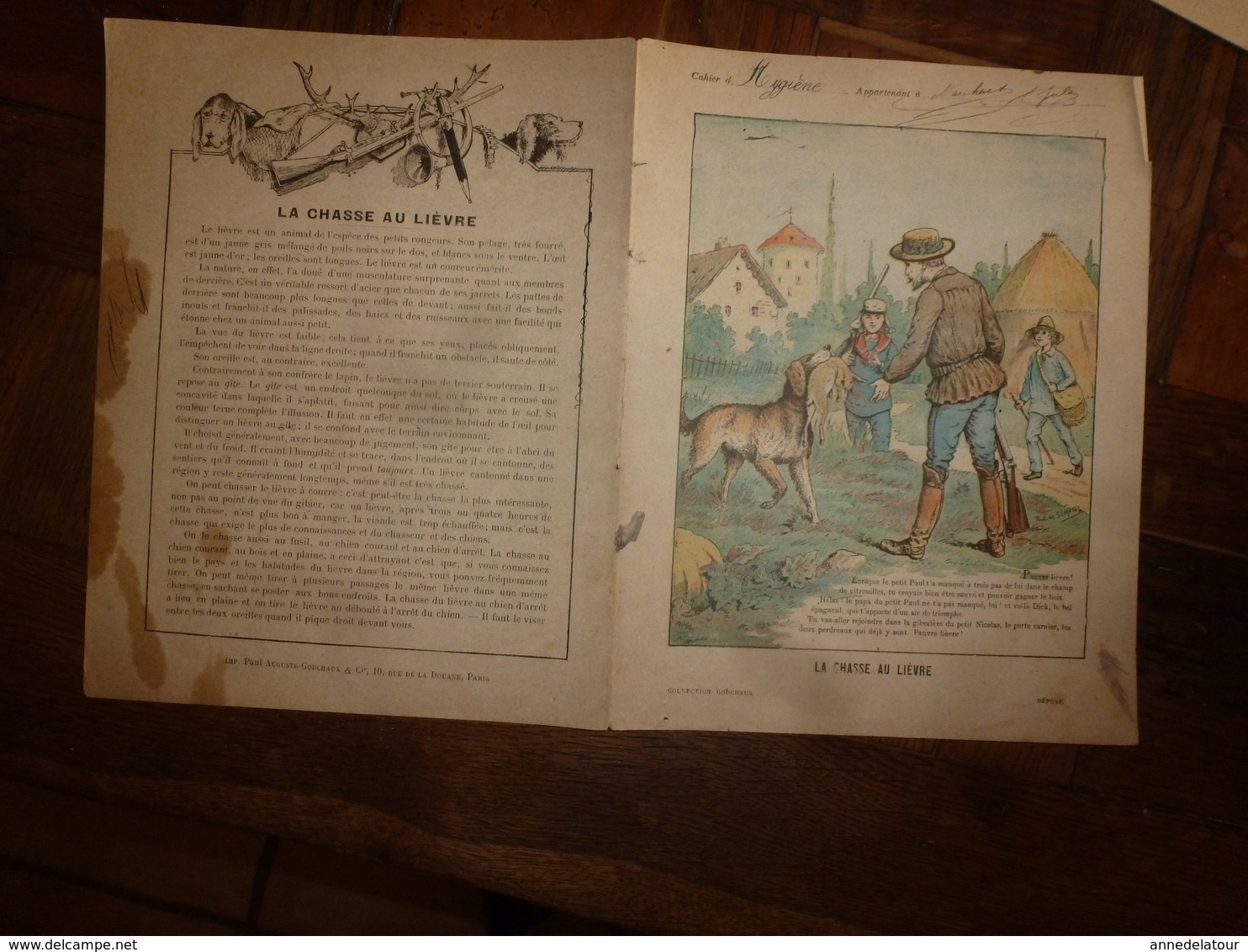 1890  Protège-cahier Illustré Par Paul De Semant,de La Collection Godchaux : LA CHASSE AU LIEVRE, Imp. Auguste Godchaux - Schutzumschläge