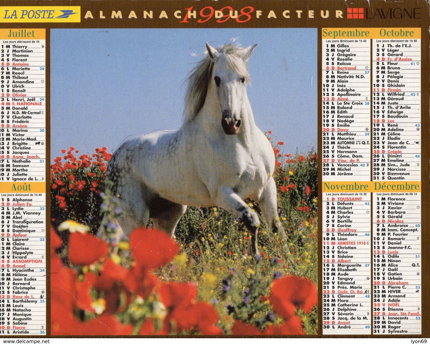 ALMANACH  DU FACTEUR  1998  EDITION   LAVIGNE  CHEVAL - Grand Format : 1991-00