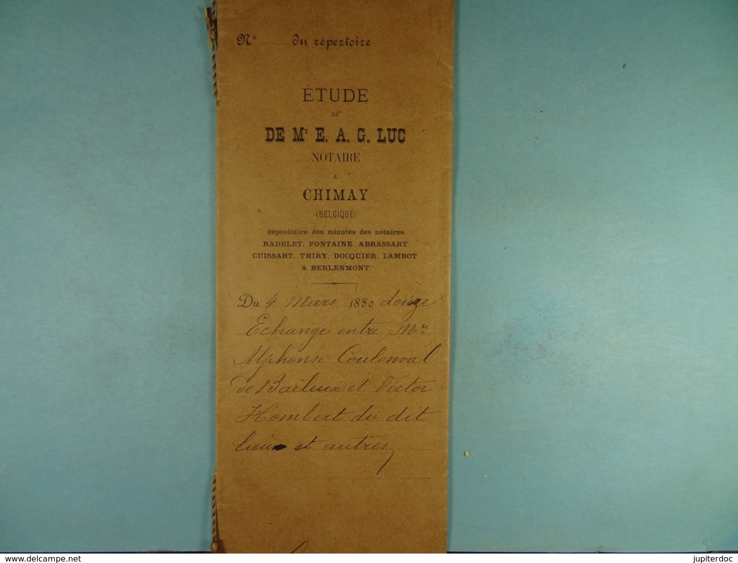 Acte Notarié 1892 Echange Entre Coulonval De Baileux Et Hombert Du Dit Lieu /14/ - Manuscrits