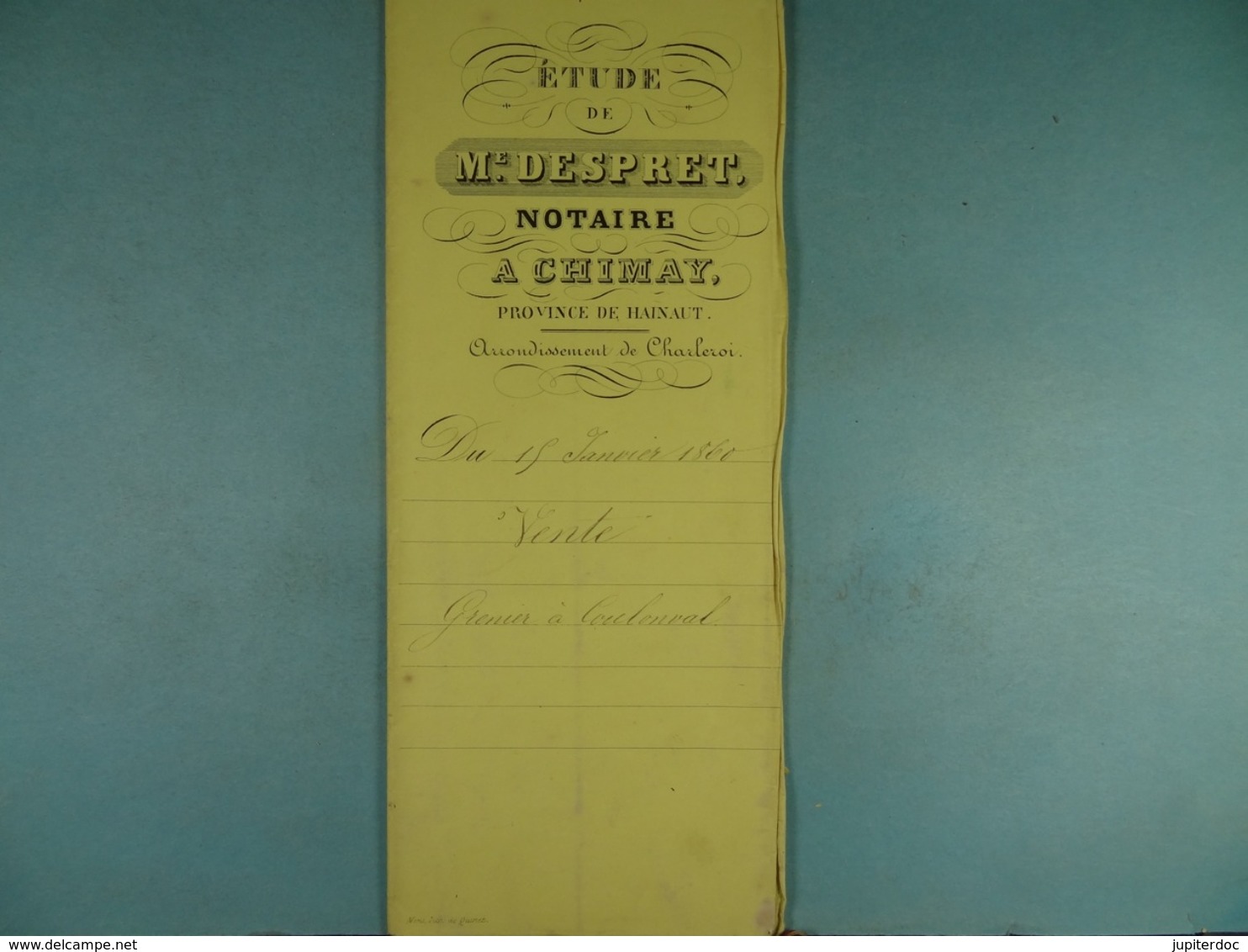 Acte Notarié 1860 Vente De Grenier De Virelles à Coulonval De Vaulx /16/ - Manuscrits