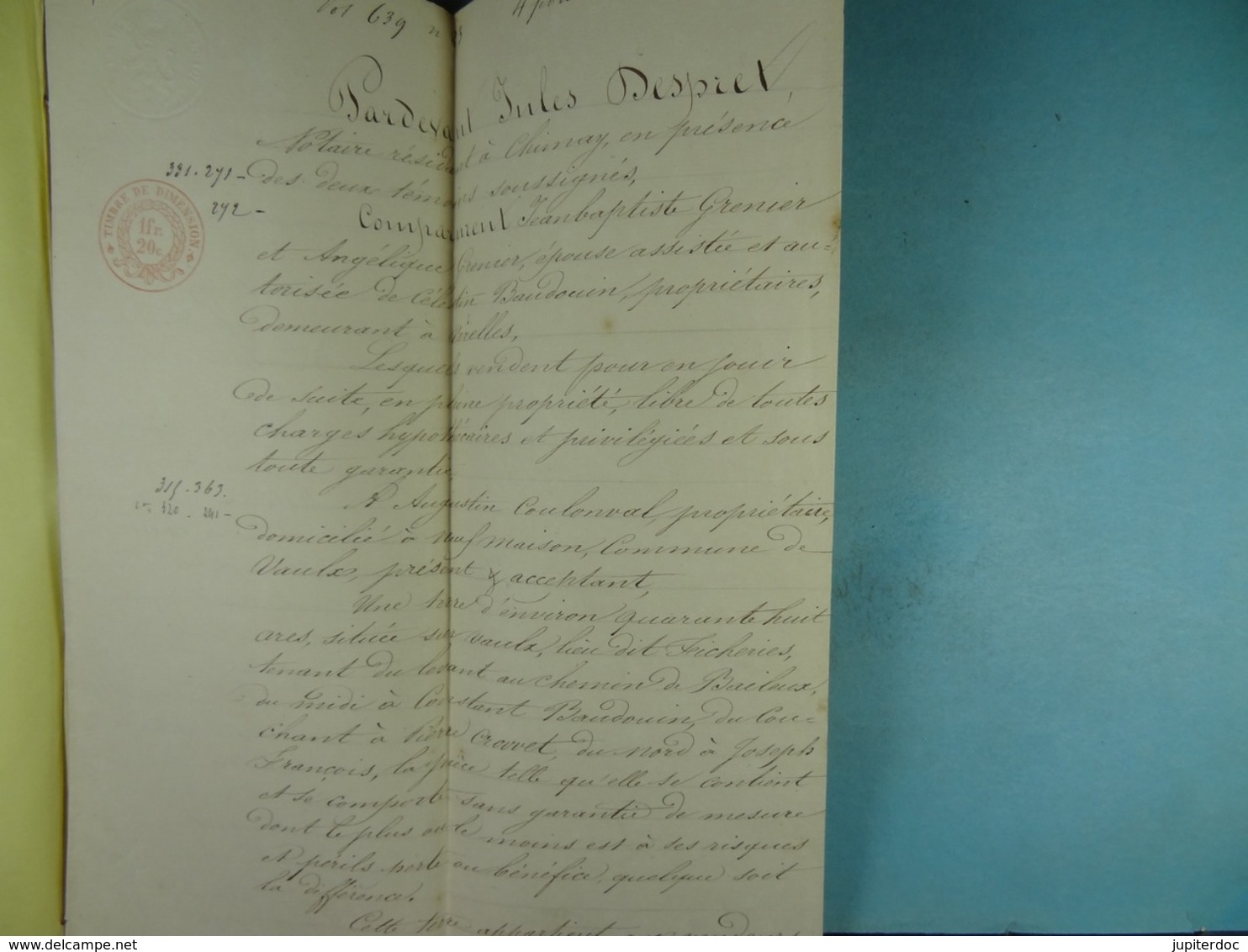 Acte Notarié 1860 Vente De Grenier De Virelles à Coulonval De Vaulx /16/ - Manuscrits