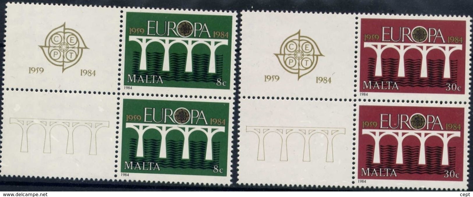 Malta 1984 - Europa Cept - Set With Vignettes MNH** - 1984