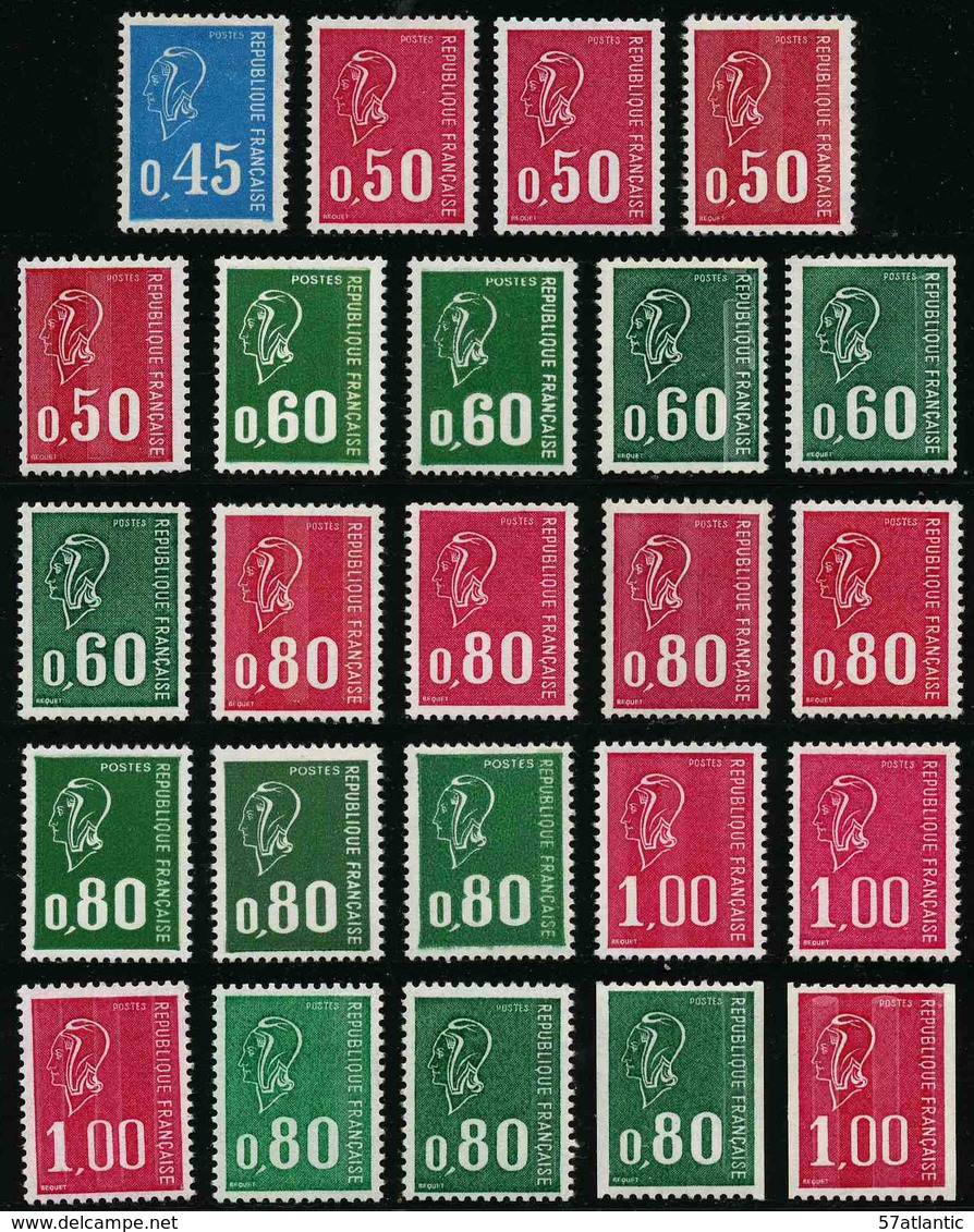 FRANCE - MARIANNE DE BEQUET - 24 TIMBRES NEUFS ** DIFFERENTS - 1971-1976 Marianne (Béquet)