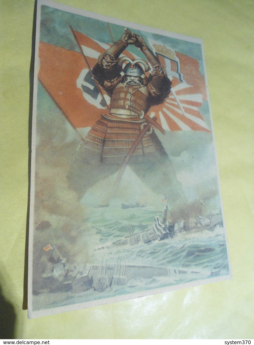 SAMURAI - CARTOLINA ILLUSTRATA BOCCASILE - ANNI 40 -  FRANCHIGIA - PNF OND -  CARTOLINA POST CARD - Weltkrieg 1939-45