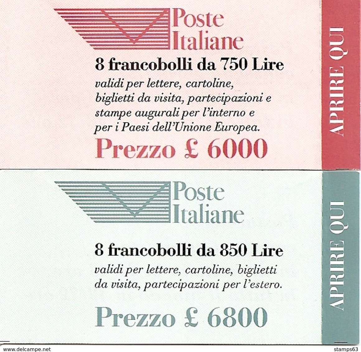 ITALY, 1995, Booklet 15/16, Poste Italiane Public Co. - Sin Clasificación
