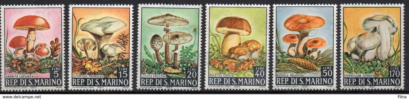 SAN MARINO 1967 - FUNGHI - SERIE COMPLETA - MNH ** - Nuovi