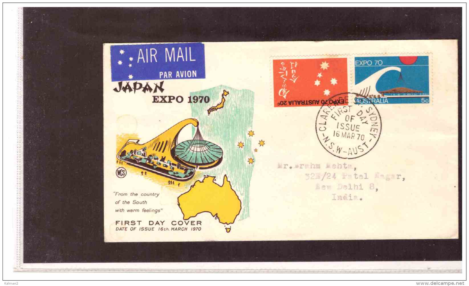 TEM9360   -      SYDNEY  16.3.70   /    FDC  Y.T. 403/403  "  JAPAN EXPO 1970 " - 1970 – Osaka (Giappone)