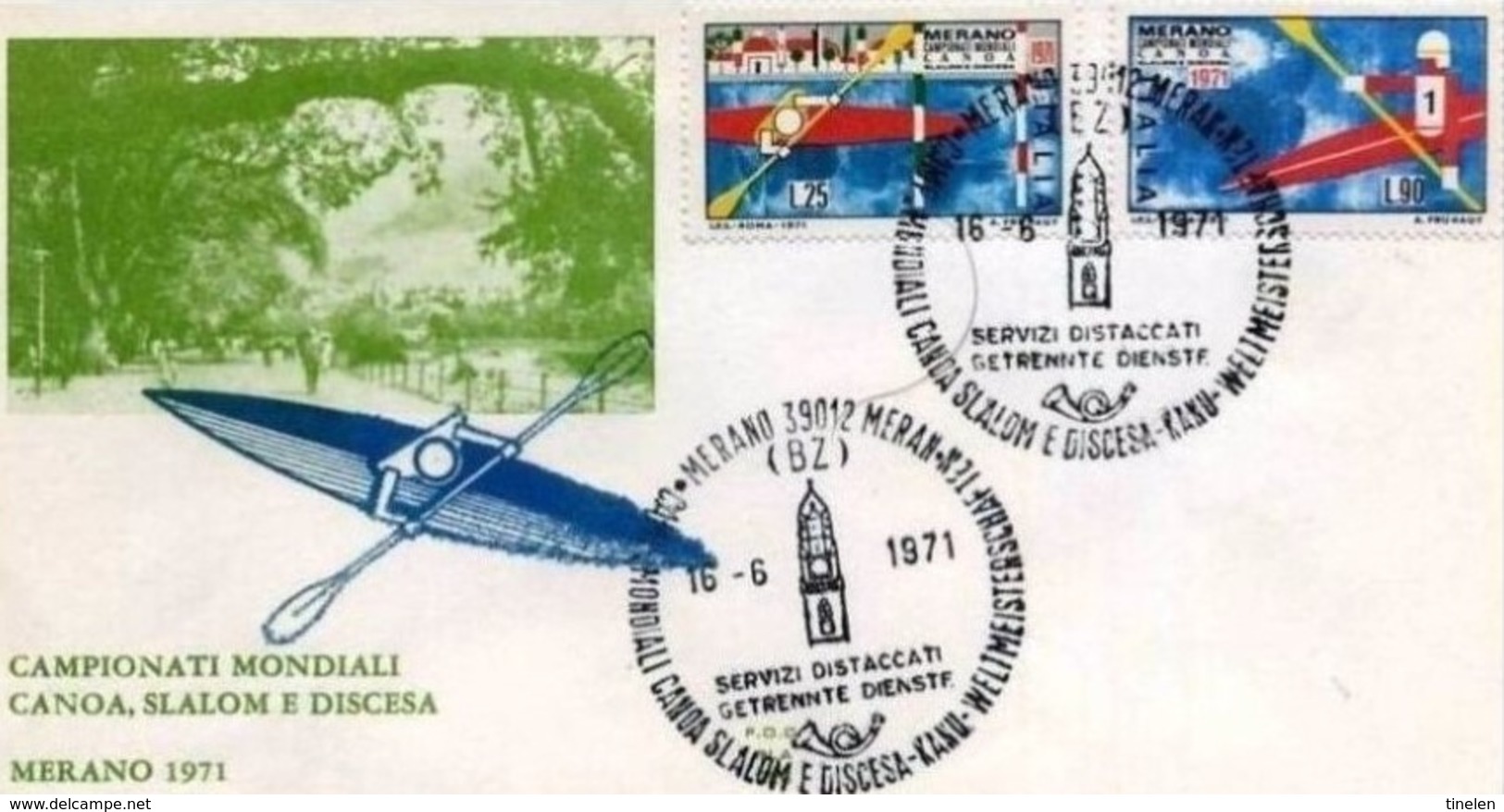 ITALIA - 1971 FDC CAMPIONATI MONDIALI CANOA, SLALOM E DISCESA - Kanu