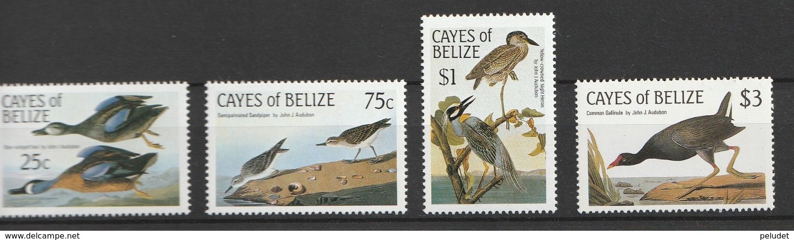 Cayes Of Belize 1985 Birds - The 200th Anniversary Of The Birth Of John James Audubon 4v ** Mi 22-25, Sn C22-25 Yt 22-25 - Belice (1973-...)