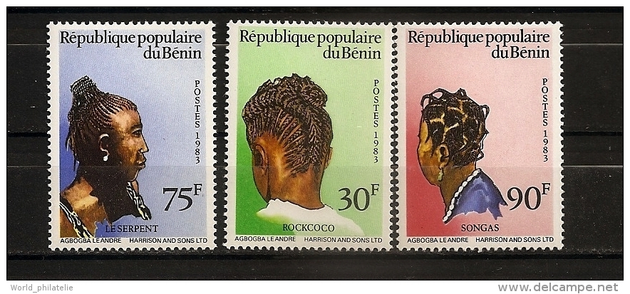 Bénin 1983 N° 581 / 3 ** Coiffures Féminines, Femmes, Beauté, Féminité, Rockcoco, Serpent, Songas, Boucles D'oreilles - Bénin – Dahomey (1960-...)