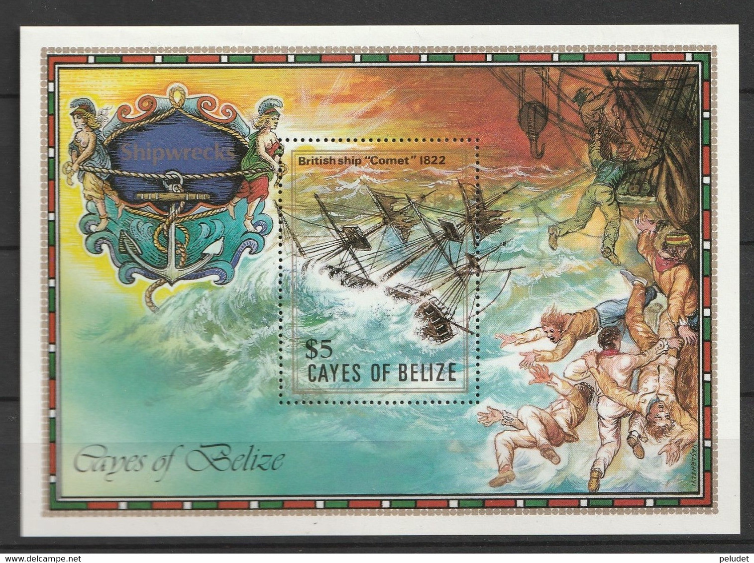 Cayes Of Belize 1985 1986 Shipwrecks S/s ** Mi BL1, Sn C27, Yt BF1 - Belice (1973-...)