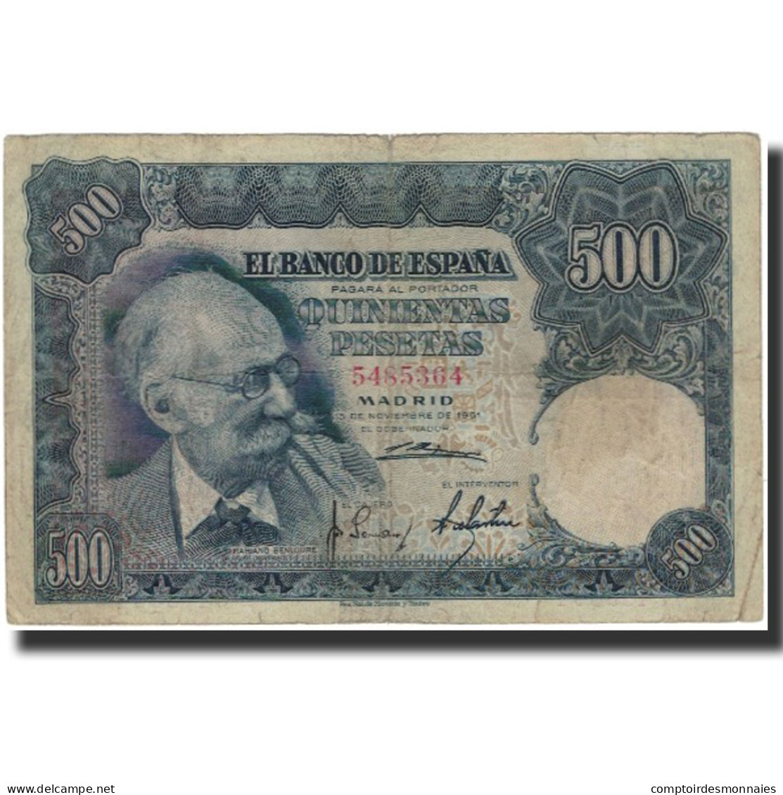 Billet, Espagne, 500 Pesetas, 1951-11-15, KM:142a, TTB - 500 Pesetas