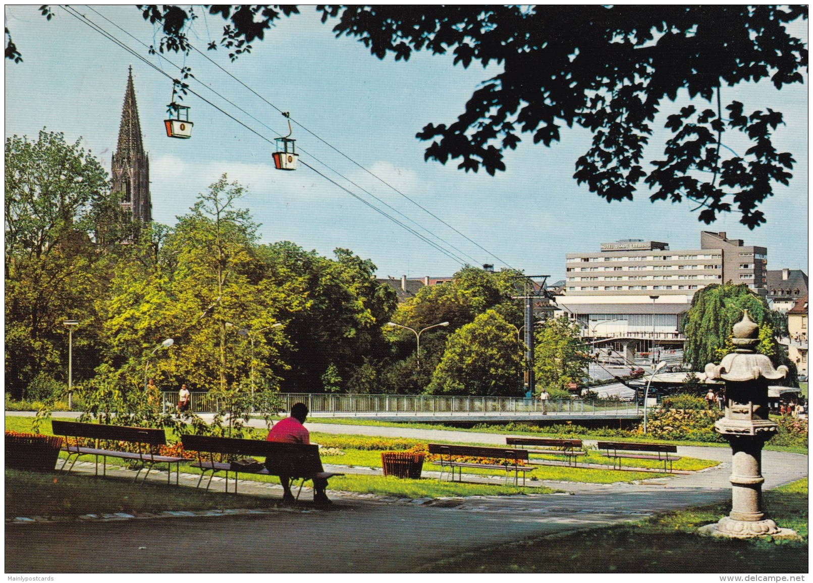 AN18 Freiburg Breisgau, Stadtgartenanlagen, Muenster Und Seilbahn Auf Den Schlossberg - Freiburg I. Br.