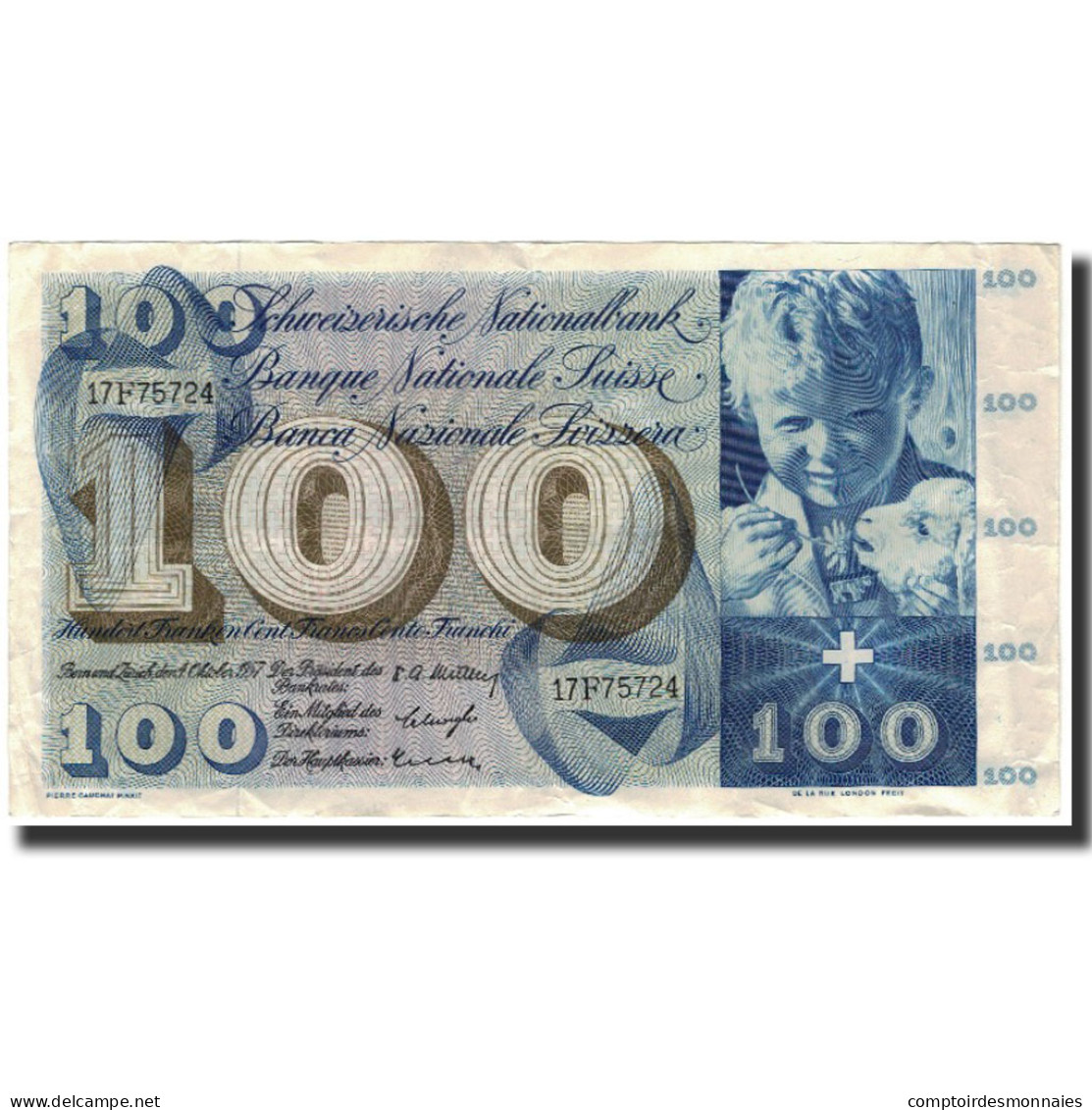 Billet, Suisse, 100 Franken, 1957-10-04, KM:49b, SUP - Suiza