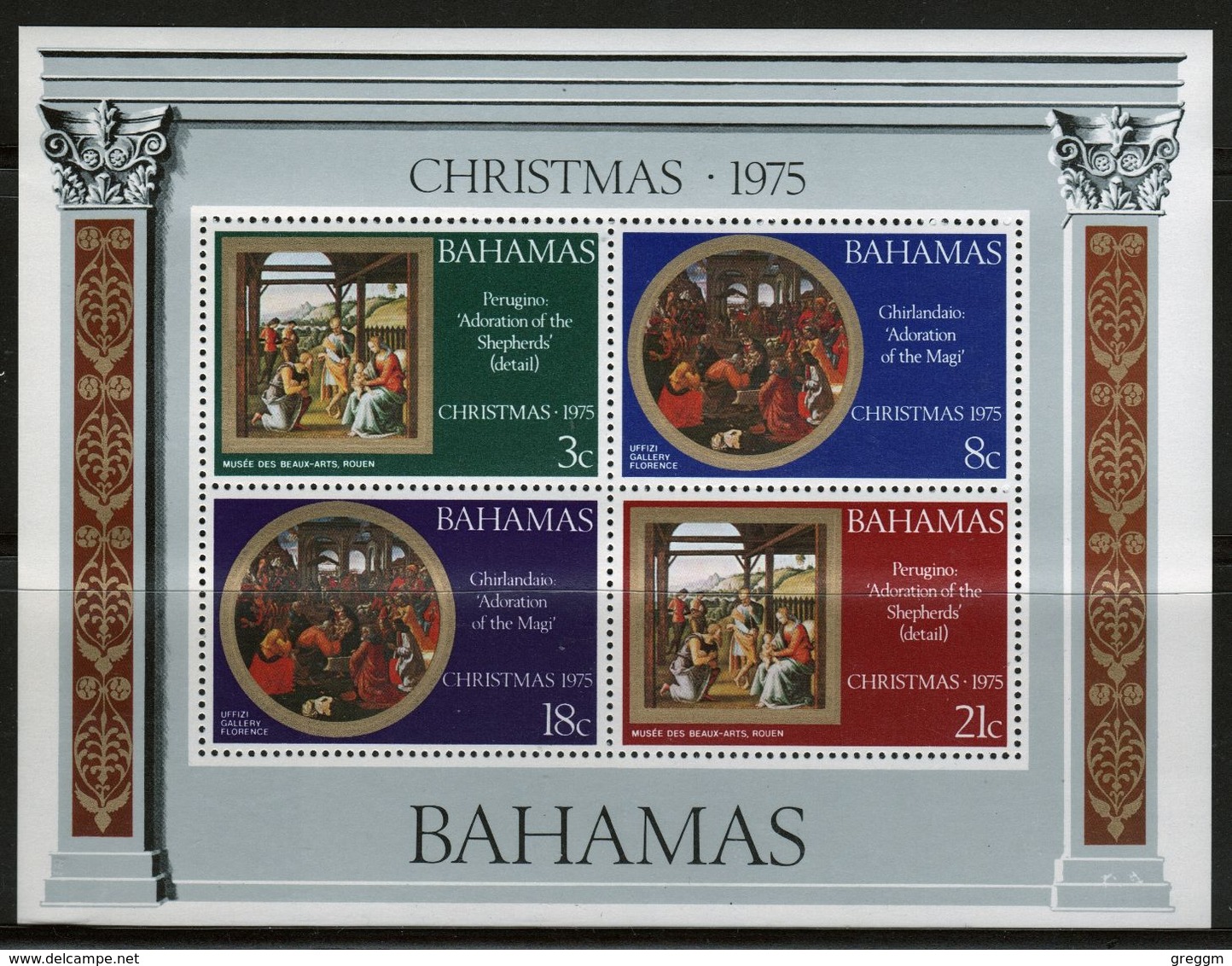 Bahamas 1975 Mini Sheet Celebrating Christmas.  This Mini Sheet Is In Mounted Mint Condition. - Bahamas (1973-...)