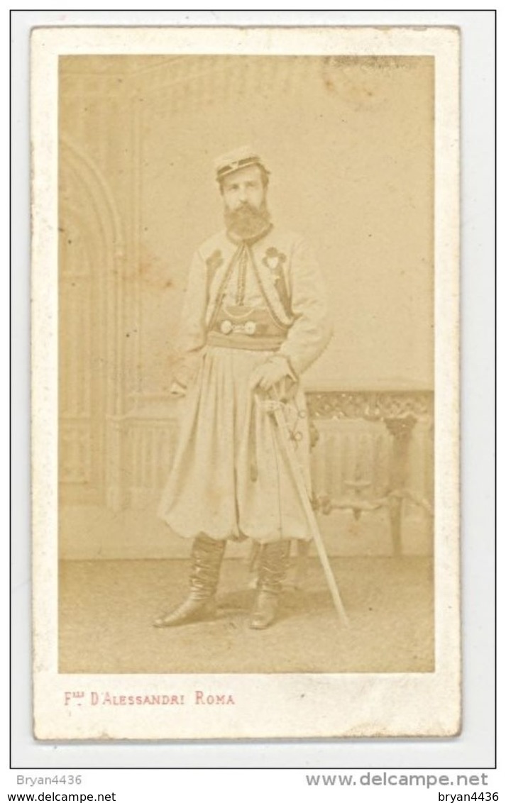 ZOUAVE PONTIFICAL - TRES BEAU PORTRAIT EN PIED - CDV - Photographe; Fratelli D'Allessandri à Rome - - Guerre, Militaire