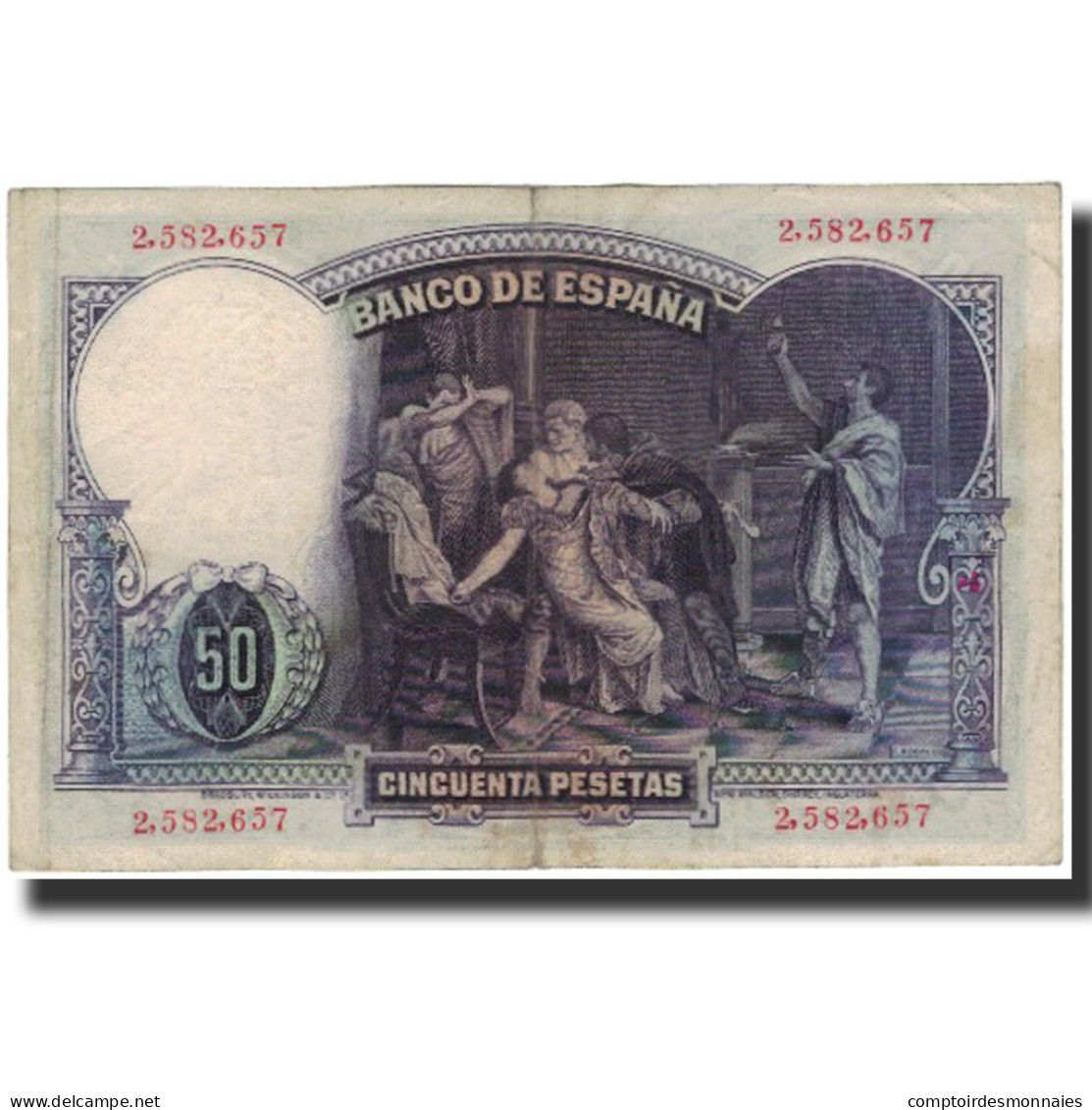 Billet, Espagne, 50 Pesetas, 1931-04-25, KM:82, TTB - 50 Peseten