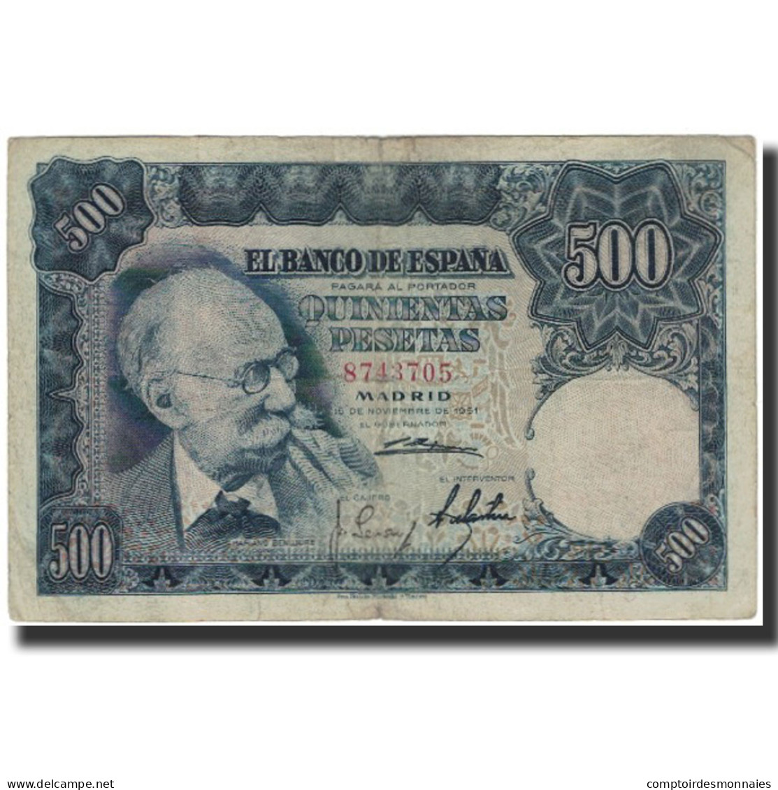 Billet, Espagne, 500 Pesetas, 1951-11-15, KM:142a, TB - 500 Peseten