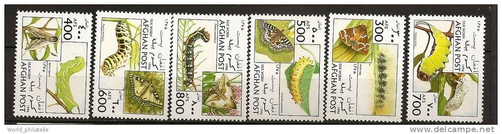 Afghanistan Afghanes 1996 N° 1494 / 9 ** Faune, Animaux, Chenilles, Papillons, Arctia Caja, Sphinx Ligustri, Zerynthia - Afghanistan