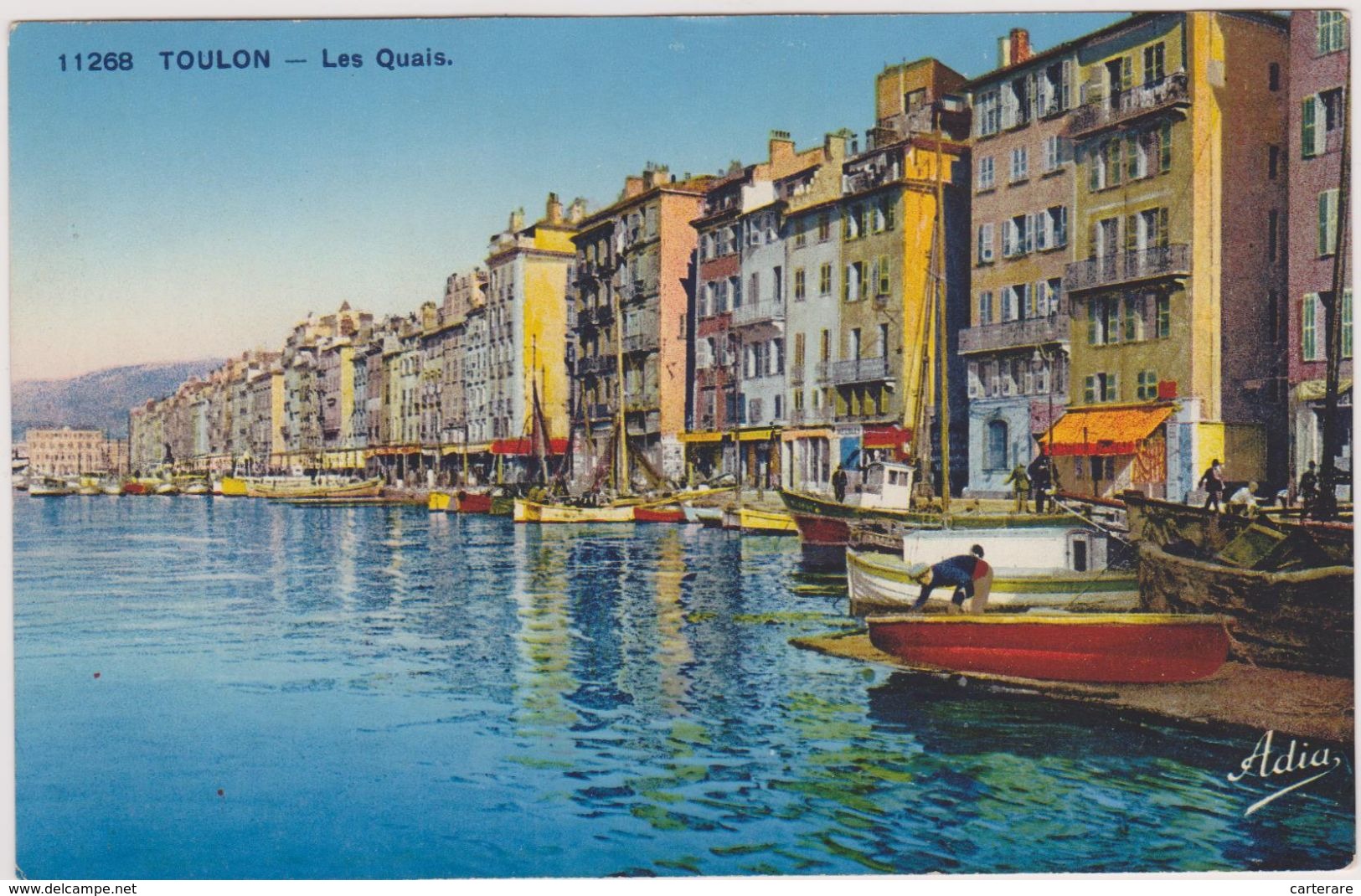 83,CARTE POSTALE ANCIENNE,TOULON EN 1935,VAR,PORT,COMMERCE,ME TIER,PECHEUR AU TRAVAIL,QUAIS - Toulon