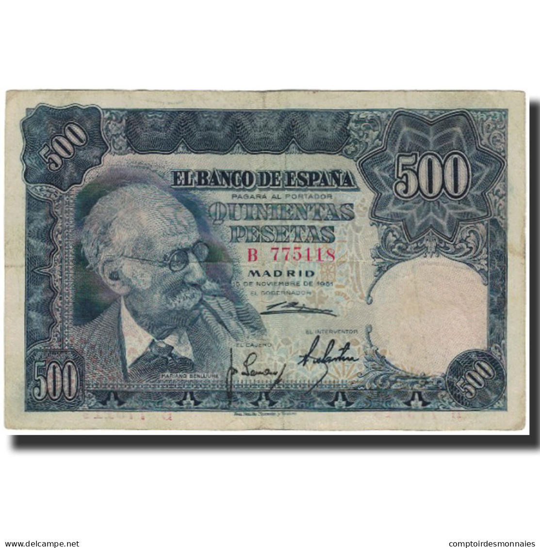 Billet, Espagne, 500 Pesetas, 1951-11-15, KM:142a, TB+ - 500 Pesetas