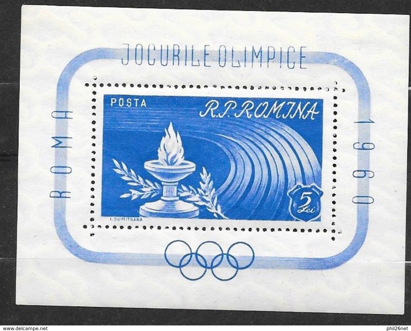 Roumanie Bloc Feuillet N°47  Jeux Olympiques De Rome  Neuf * * TB = MNH  VF     - Zomer 1960: Rome