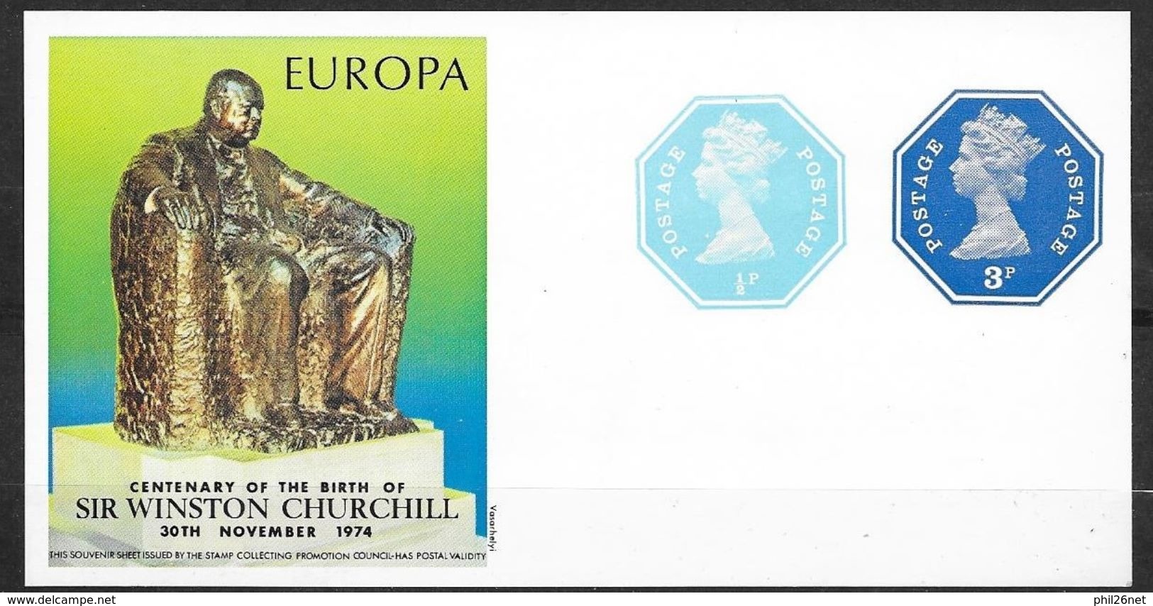 Royaume Uni Feuillet Centanaire Naissance Sir Winstoon Churchil Europa 1974 Neuf * * TB = MNH VF     - 1974