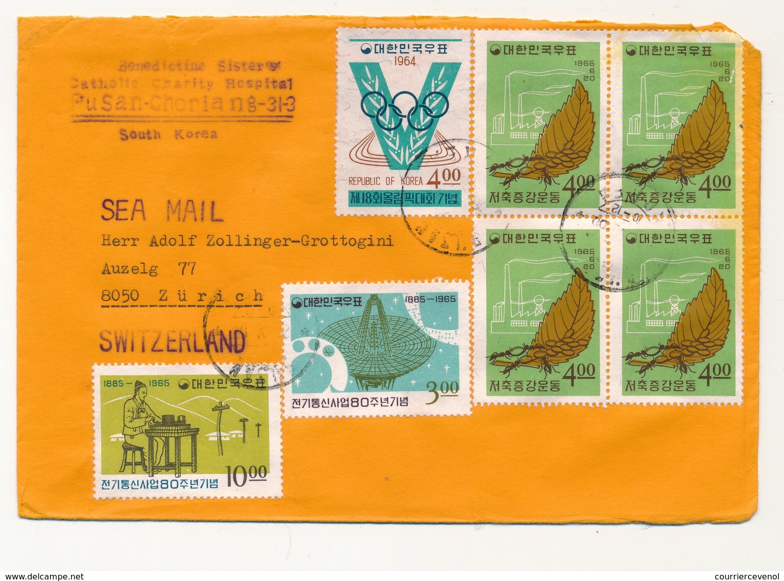 Enveloppe - Catholic Charity Hospital PUSAN-CHORIANG - COREE - Affranchissement Composé 1964 - Korea (Zuid)