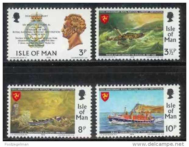 ISLE OF MAN, 1974, Mint Never Hinged Stamp(s), William Hillary, 36-39, M4806 - Isle Of Man