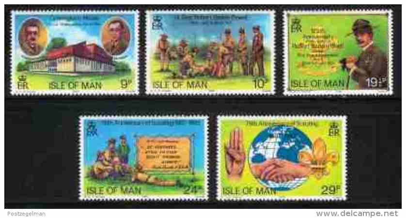 ISLE OF MAN, 1982, Mint Never Hinged Stamp(s), Scouting, 203-207, M4848 - Isle Of Man