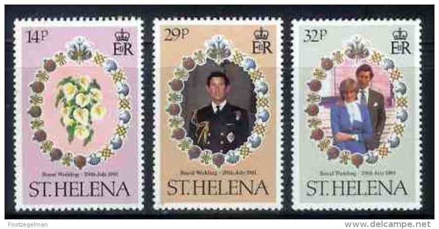 ST. HELENA, 1981, Mint Never Hinged Stamp(s), Royal Wedding Diana &amp; Charles, 342-344, M7319 - Sint-Helena