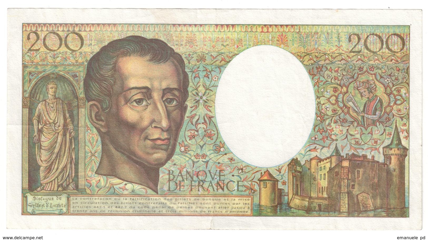 France 200 Francs 1994 Last Year - 200 F 1981-1994 ''Montesquieu''