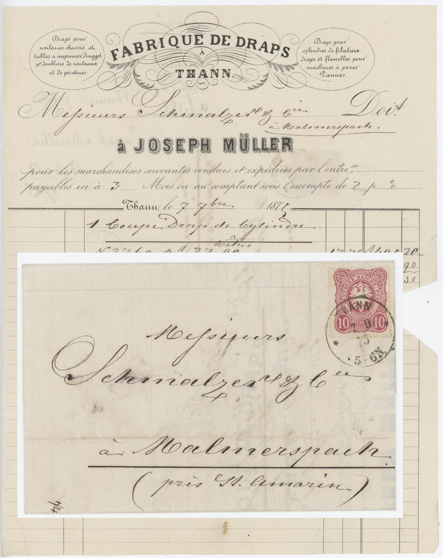 Thann Fabrique De Draps 7.9.1875 Pour St.Amarin - Altri & Non Classificati