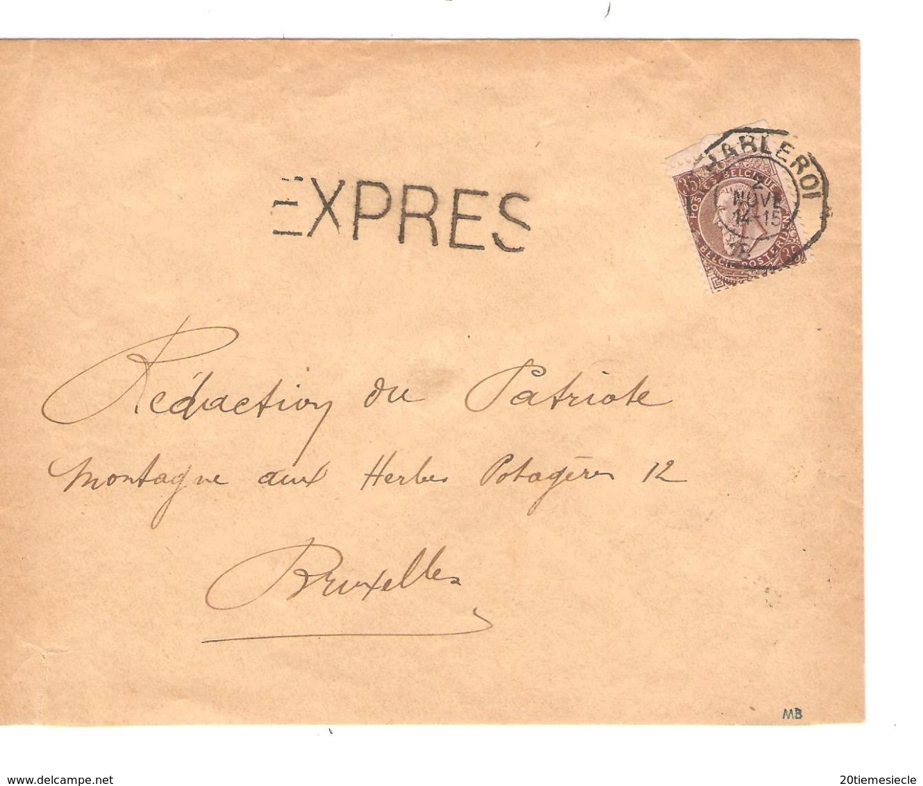 TP 49 S/L.Exprès (Express) C.T.T.Charleroi 2/11/1891 V.BXL C.d'arrivée AP2011 - 1884-1891 Leopold II.