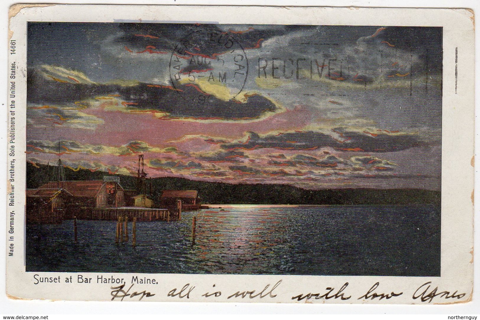 BAR HARBOR, Maine, USA, Novelty- Copper Highlights, Sunset, 1905 Reichner Bros Postcard - Altri & Non Classificati