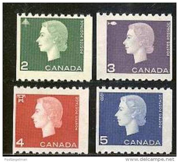 CANADA, 1962, Mint Never Hinged Stamp(s), QE II,  Michel 349-352, M5508 (coil Stamps) - Unused Stamps