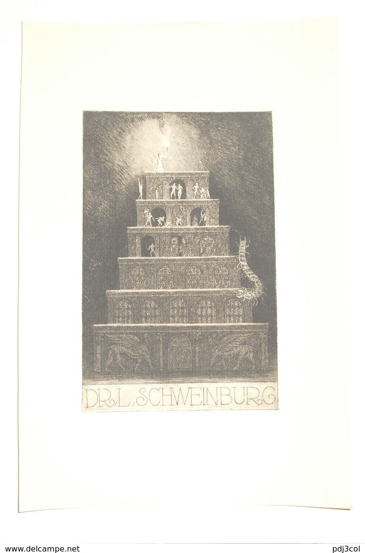 Ex-libris Moderne XXème Illustré -  Allemagne - Tour Au Mille-pattes - Dr. L. SCHWEINBURG - Ex-libris