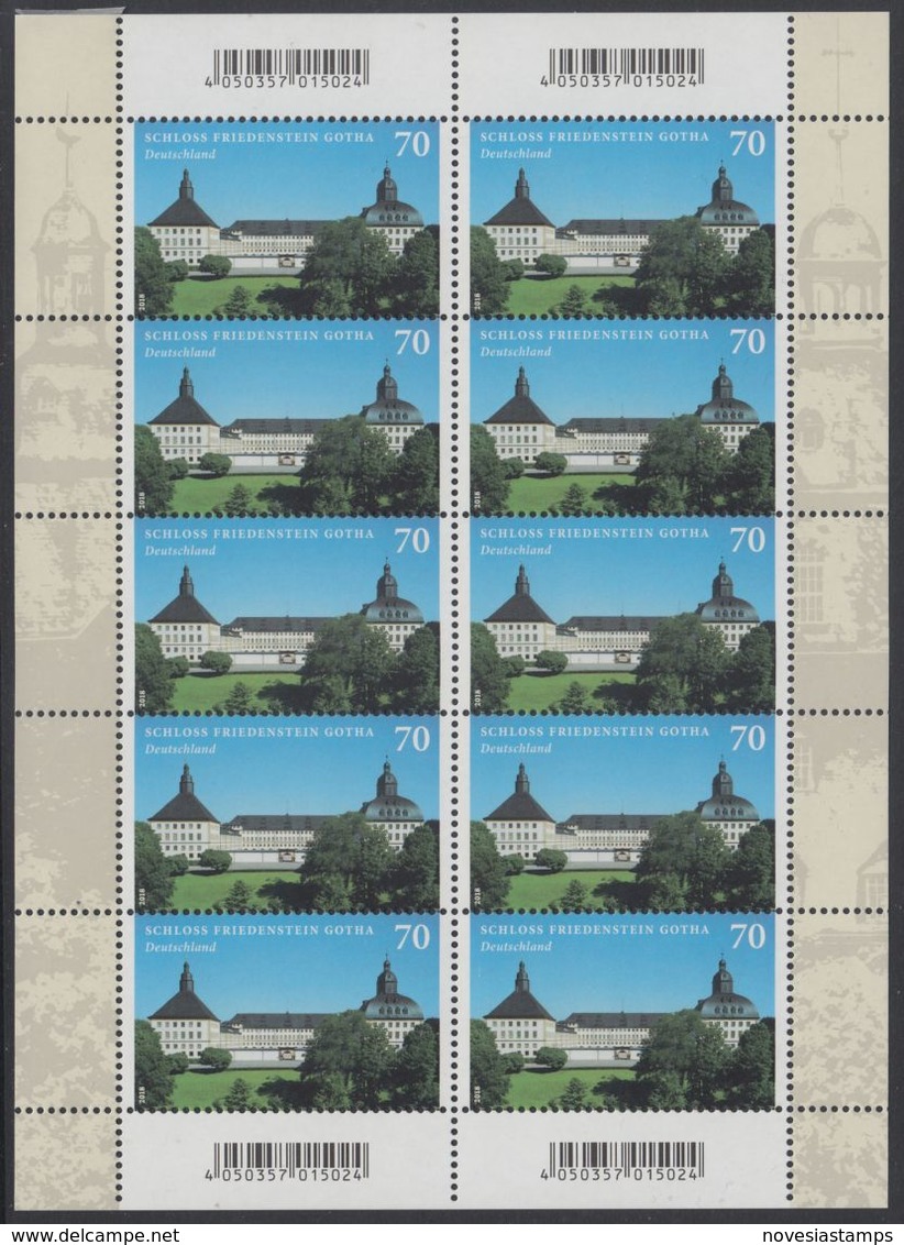 !a! GERMANY 2018 Mi. 3366 MNH SHEET(10) - Chateau Friedenstein, Gotha - 2011-2020