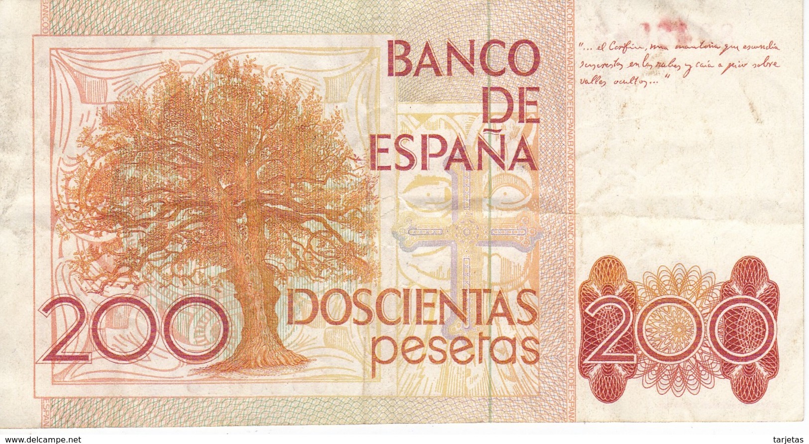 BILLETE DE ESPAÑA DE 200 PTAS DEL 16/09/1980 SIN SERIE   (BANKNOTE) - [ 4] 1975-… : Juan Carlos I