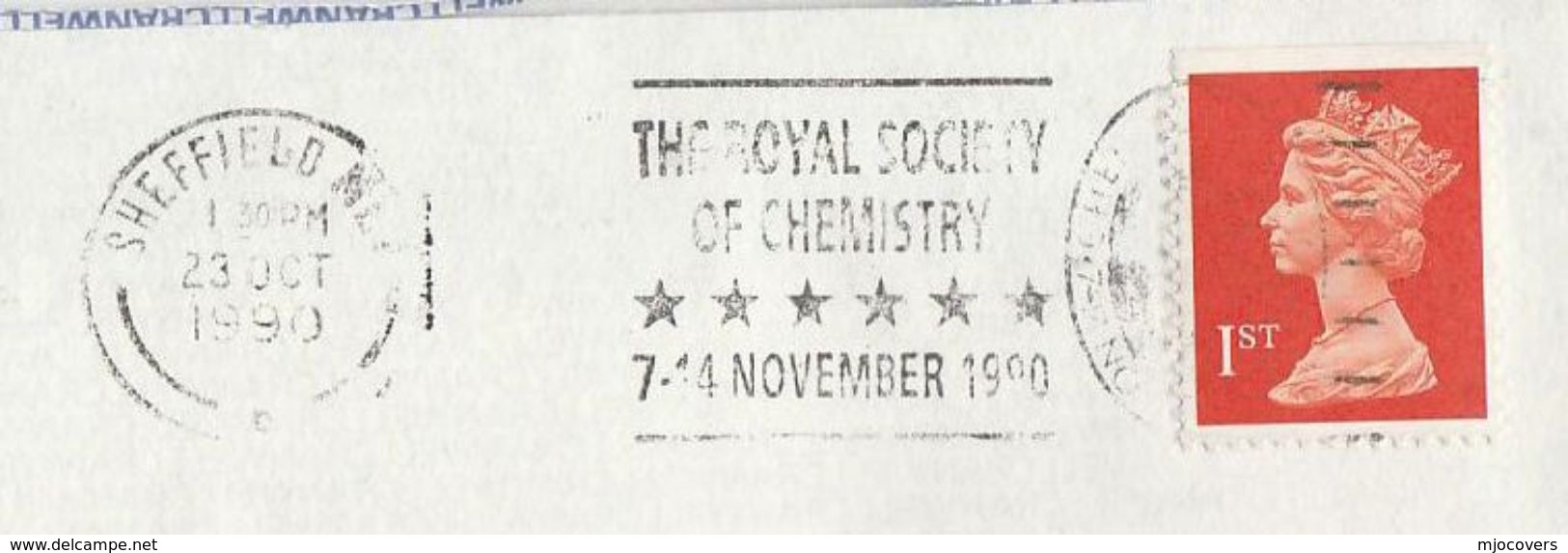 1990 GB COVER CHEMISTRY SLOGAN Pmk ROYAL SOCIETY OF CHEMISTRY EVENT  Sheffield Stamps - Chemistry