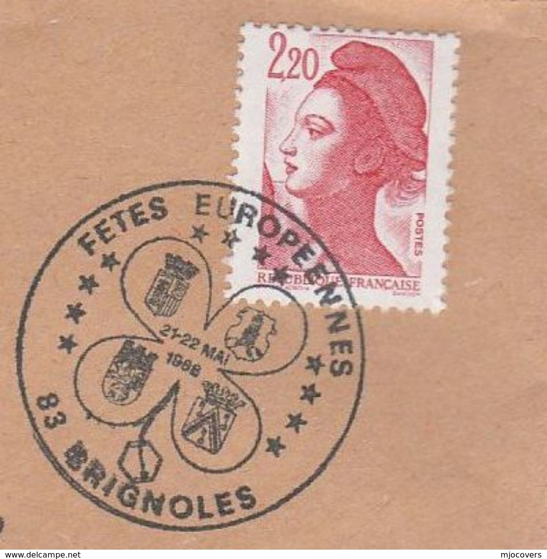 1988 COVER BRIGNOLES EUROPEAN FETE France Stamps Heraldic Pmk - Covers & Documents