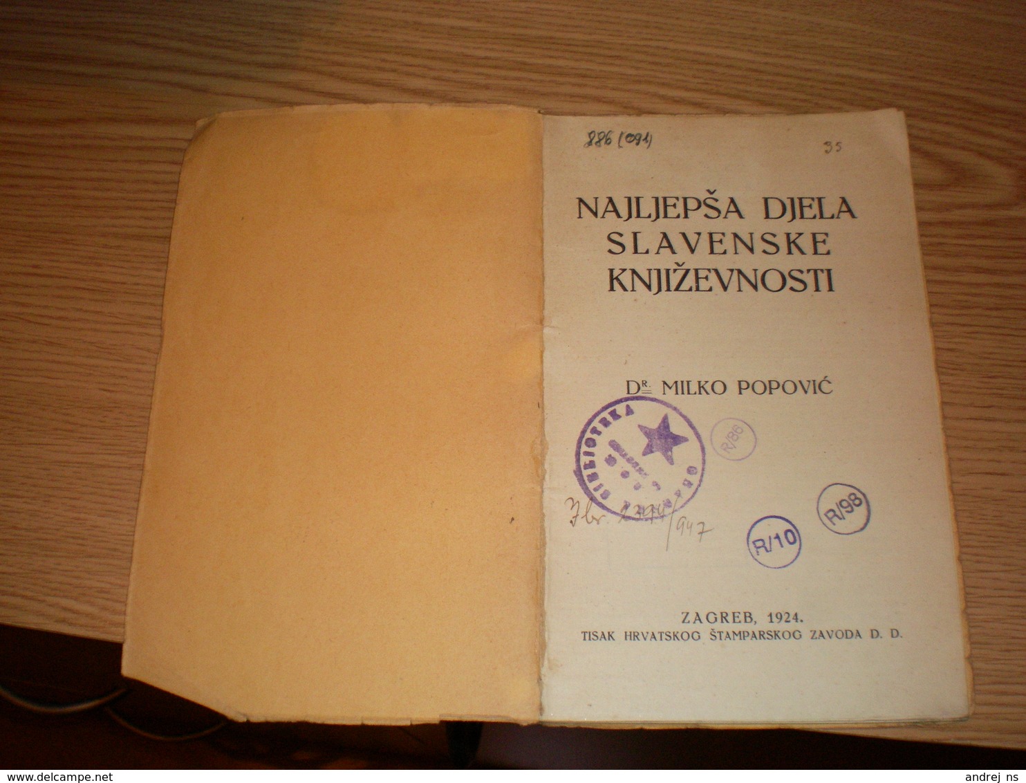 Dr Milko Popovic Najljepsa Djela Slavenske Knjizevnosti  Zagreb 1924 51 Pages - Slav Languages