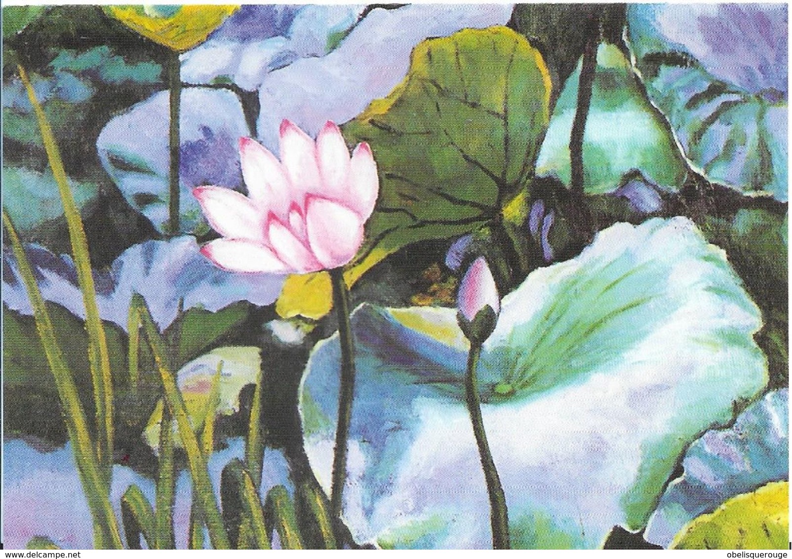 DOUBLE PAGE  FLEURS NENUPHAR  VILLAGE DU MONDE  CHOI SEL HO - Fiori