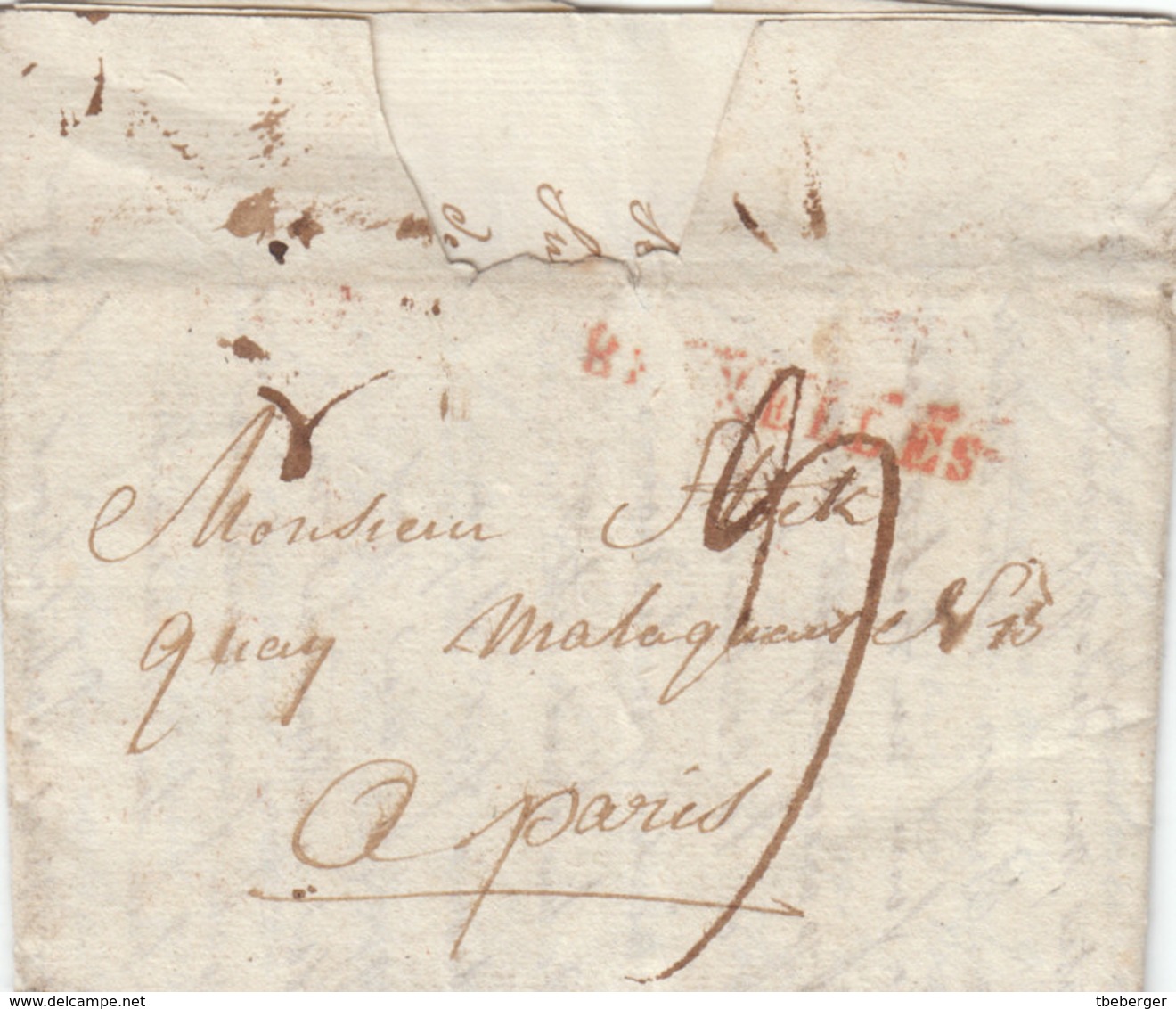 Belgium Belgique France 1815 (26.10.) Entire Letter BRUXELLES To Paris, Four Months After Waterloo, Interesting (q177) - 1815-1830 (Période Hollandaise)