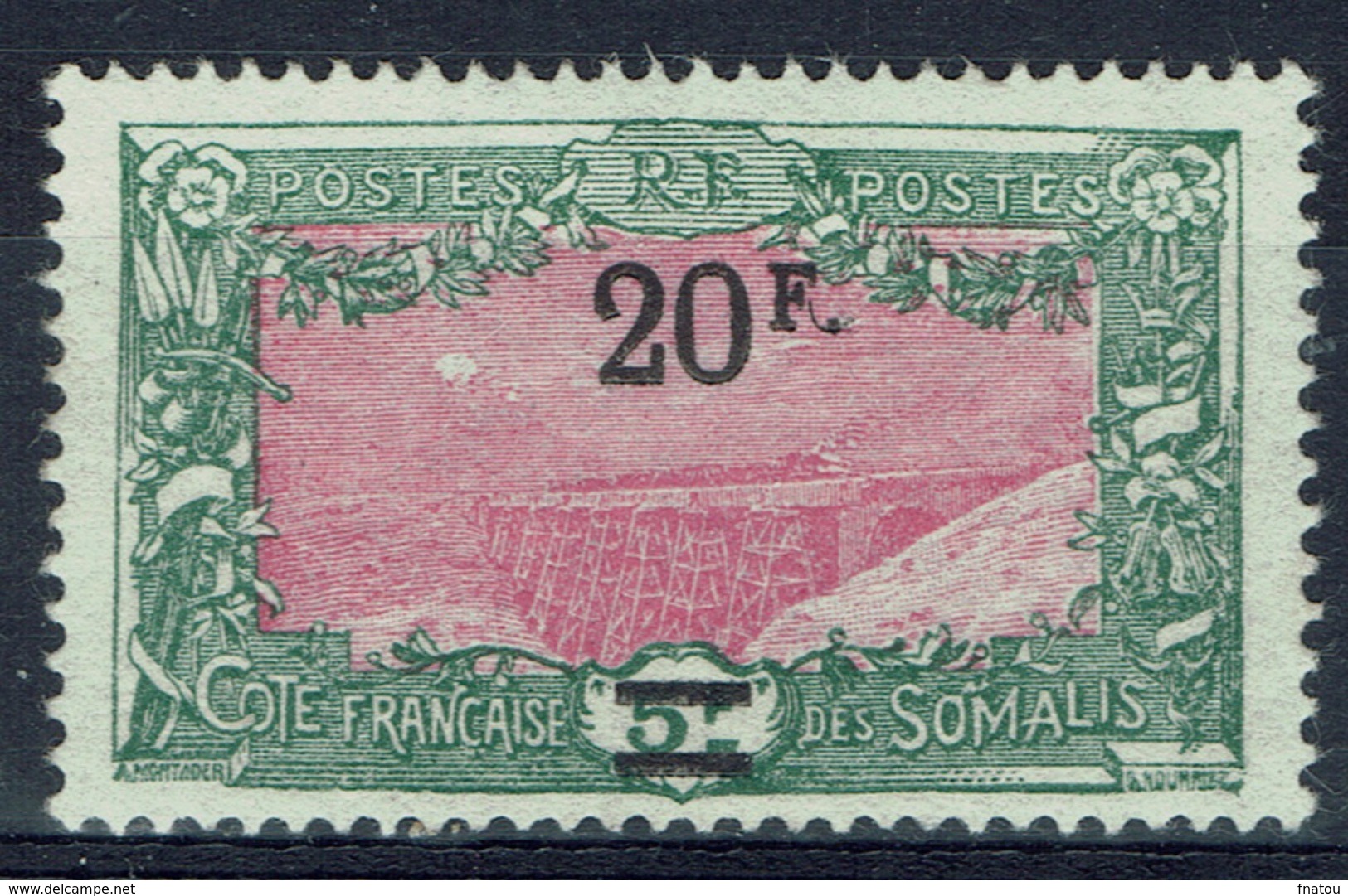 French Somali Coast, Railway, Holl-Holli, 20f/5f., 1924, MNG VF - Unused Stamps